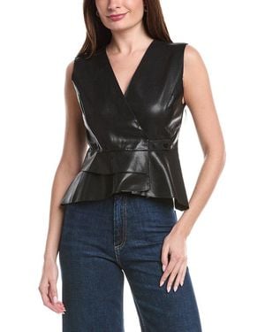 Gracia Cross Open Body V-Neck Vest - Black