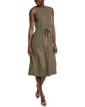 Michael Stars Wilhelmina Mixed Media Linen-Blend Midi Dress - Green