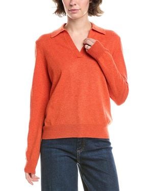 Forte Split Neck Cashmere Polo Sweater - Red