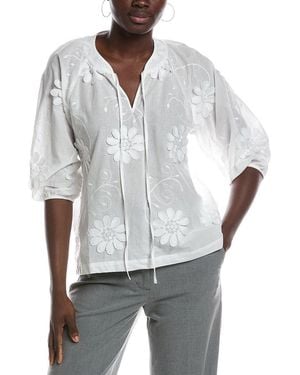 Nanette Lepore Embroidered Floral Top - Grey