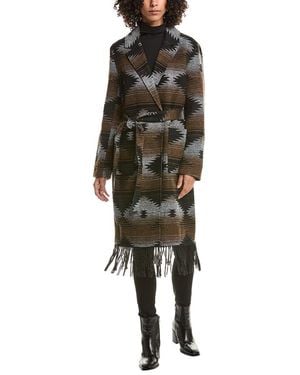 Frye Fringe Belted Coat - Black