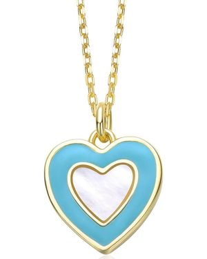 Rachel Glauber 14K Plated Pearl Pendant - Blue