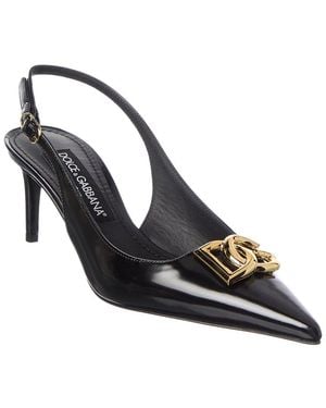 Dolce & Gabbana Dg Logo Patent Slingback Pump - Metallic