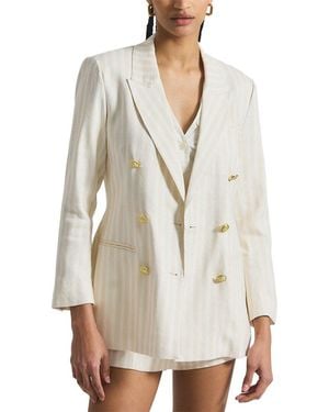 10 Crosby Derek Lam Walter Double-Breasted Linen-Blend Jacket - White