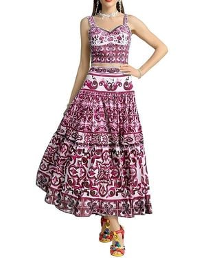Linda Charm 2Pc Top & Midi Skirt Set - Purple