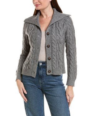 Forte Luxe Cable Wool & Cashmere-Blend Cardigan - Grey