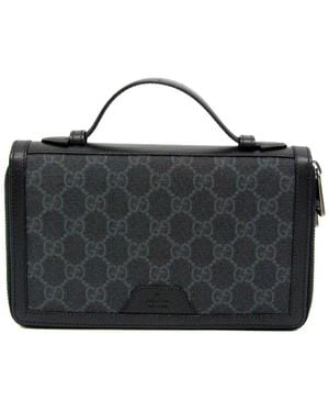 Gucci Gg Supreme & Leather Wallet (Authentic Pre-Owned) - Black