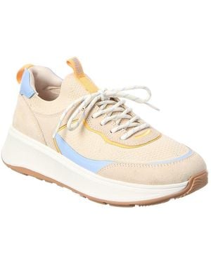Fitflop F-Mode Suede/Knit Flatform Slip-On Laced Trainer - White