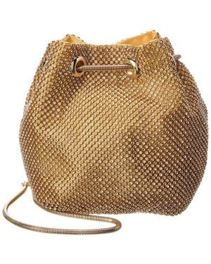 Rene Ruiz Allover Crystal Bucket Bag - Natural