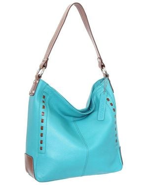 Nino Bossi Alyssa Genuine Leather Hobo Bag - Blue