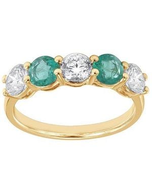 Lab Grown Diamonds 14K 1.80 Ct. Tw. Lab-Grown Diamond & Lab-Grown Emerald 5 Stone Fashion Ring - Blue