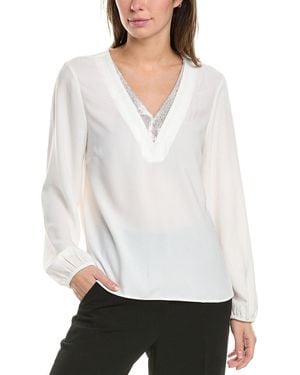 Vince Camuto Rhinestone V-Neck Blouse - White