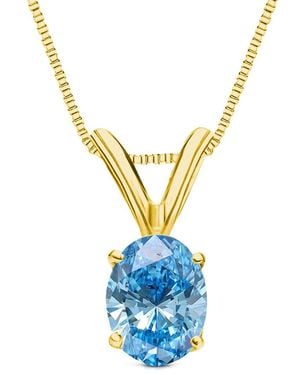 Amairah 14k 2.00 Ct. Tw. Lab-grown Diamond Solitaire Pendant Necklace - Blue