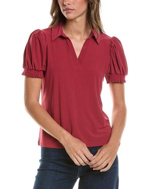Cece Split Neck Collared Top