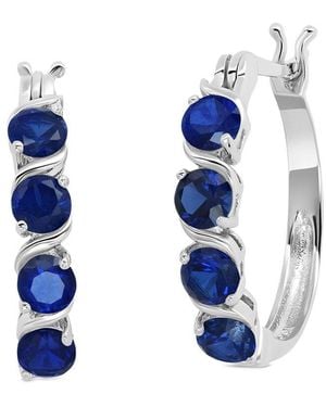 MaxColor 2.20 Ct. Tw. Lab-Grown Sapphire Hoop Earrings - Blue