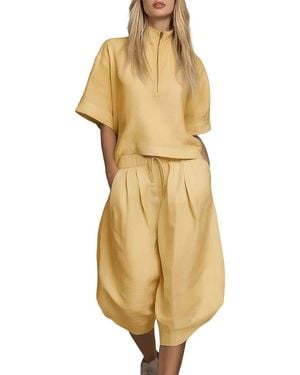 Olivia Taylor 2Pc Blouse & Pant Set - Yellow