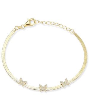 Glaze Jewelry 14k Over Silver Cz Herringbone Bracelet - Metallic