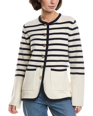 Rag & Bone Nancy Long Stripe Wool-Blend Cardigan - Natural