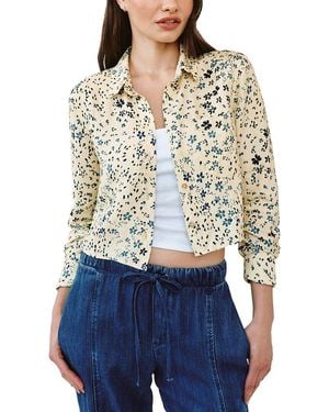 Bella Dahl Linen-Blend Cropped Shirt - Blue