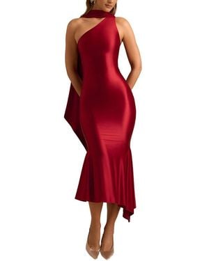 LOEY One-Shoulder Midi Dress - Red