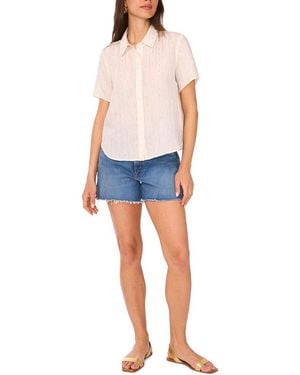 Vince Camuto Crop Button Blouse - Blue