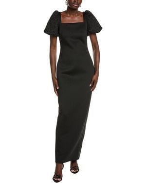 Badgley Mischka Laser Pearl Sleeve Gown - Black