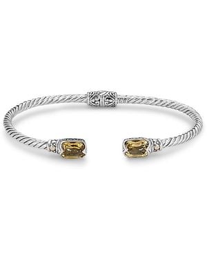 Samuel B. Jewelry 18K & Sterling 3.25 Ct. Tw. Citrine Twisted Cable Bangle Bracelet - White