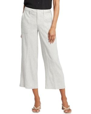 NYDJ Linen-Blend Cargo Slubby Stripe Crop Jean - Gray