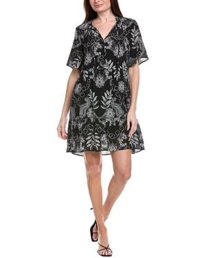 Johnny Was Flutter Sleeve Tiered Dress - Black