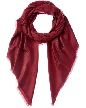 Givenchy 4G All Over Blended Silk & Wool Scarf - Red