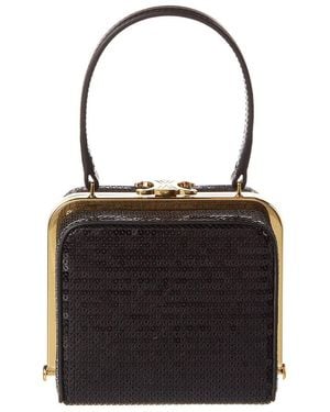 Celine Triomphe Minaudiere Leather Clutch - Black