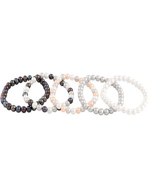 Splendid 6-7mm Freshwater Pearl Stretch Bracelet Set - Metallic