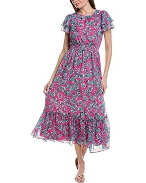 Cece Double Ruffle Maxi Dress - Purple