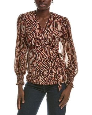 Anne Klein Mixed Media Leo Wrap Top - Brown