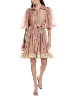 Beulah London Short Sleeve Mini Dress - Pink