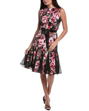 Teri Jon Chiffon Print Dress - Red