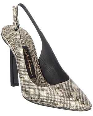 Ferragamo Slingback 100 Canvas Pump - Metallic