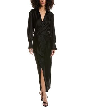 Jonathan Simkhai Talita Classic Draped Front Midi Dress - Black