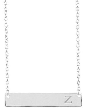 Sterling Forever Silver Bar Initial Necklace (a-z) - White
