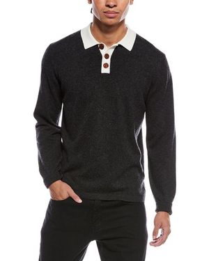 Brodie Cashmere Solid Wool & Cashmere-Blend Rugby Shirt - Black
