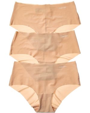 Calvin Klein 3Pk Invisibles Microfiber Stretch Hipster - Natural