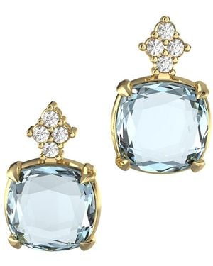 Reiss 14K 7.20 Ct. Tw. Diamond & Topaz Drop Earrings - Blue