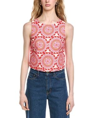 FLORA BEA NYC Bello Linen-Blend Top - Red