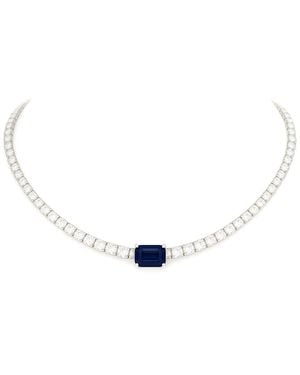 Jewels by Viomo 14K 4.43 Ct. Tw. Diamond & Sapphire Choker Necklace - White