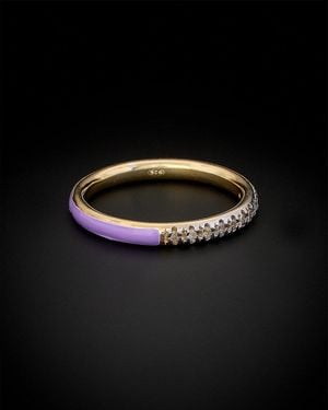 Italian Gold Over Silver 18K 0.12 Ct. Tw. Diamond Half-Eternity Ring - Black