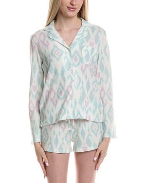Pj Salvage Ikat Watercolor Top - Blue