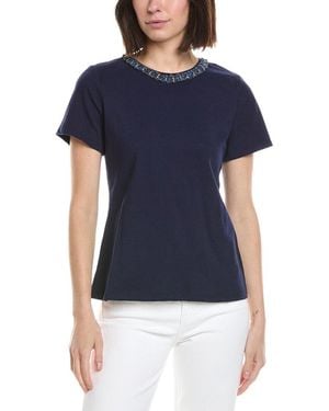 Cece Denim Chain Neck T-Shirt - Blue