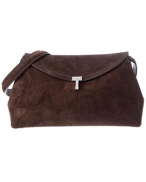 TOTEME T-Lock Suede Shoulder Bag - Brown