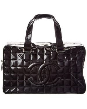 CHANEL Black Quilted Patent Leather Chocolate Bar (authentic Pre-loved)