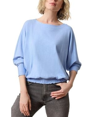 Lilla P Elastic Hem Dolman Boatneck Top - Blue